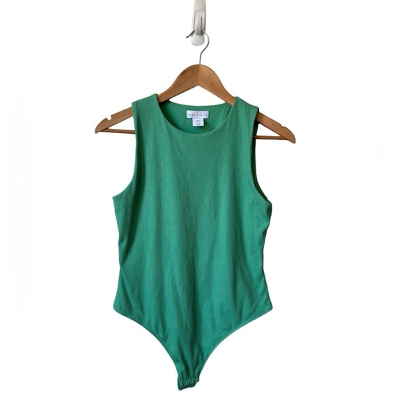 House of Harlow 1960 Tops - House of Harlow 1960 Ribbed Sleeveless Thong Bodysuit Green Size M